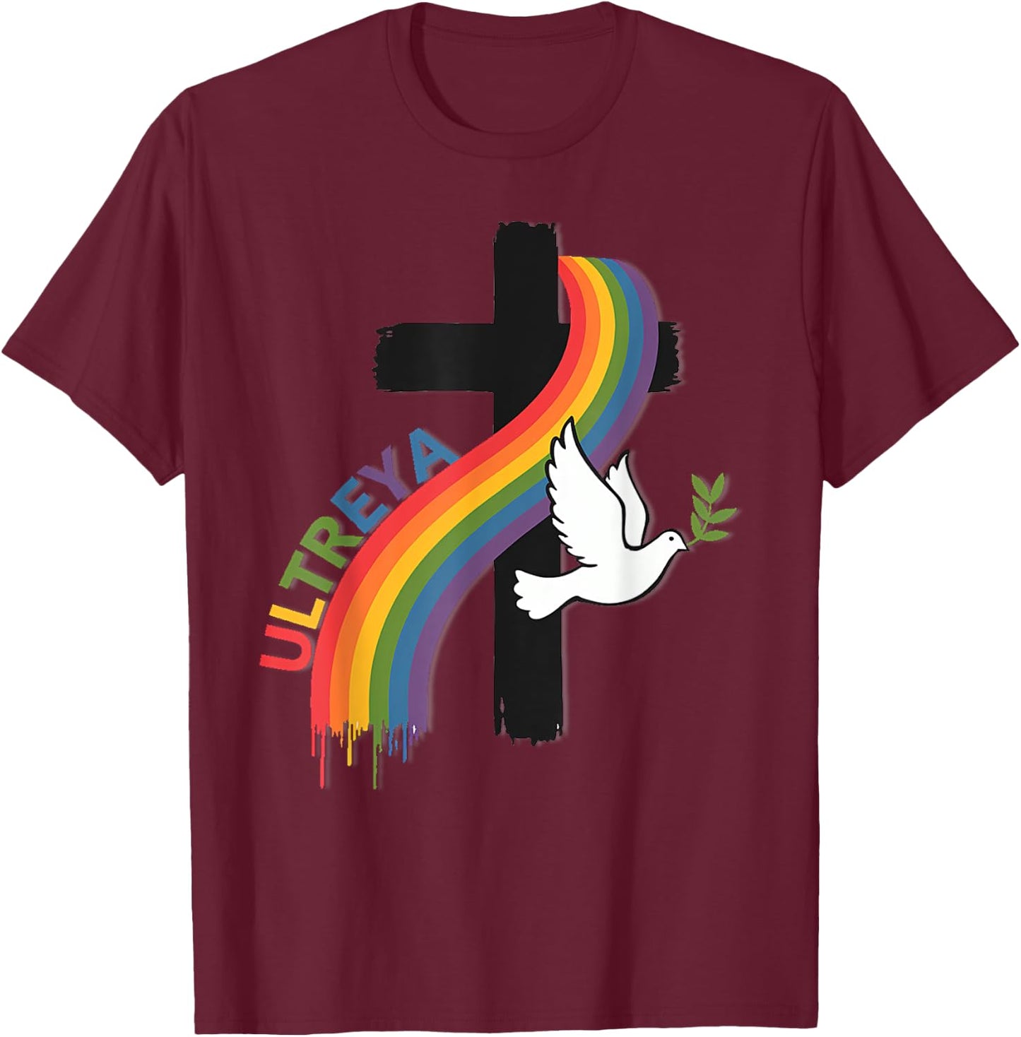DeColores Cursillo Rainbow Rooster Catholic T-Shirt - T-Shirt | Maroon