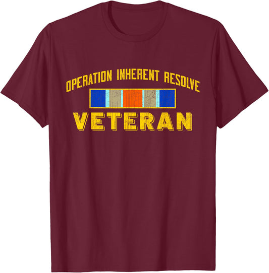 Operation Inherent Resolve OIR Veteran Day Vintage Gifts T-Shirt - T-Shirt | Maroon