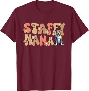 American Staffordshire Terrier World's Best Staffy Mama T-Shirt - T-Shirt | Maroon