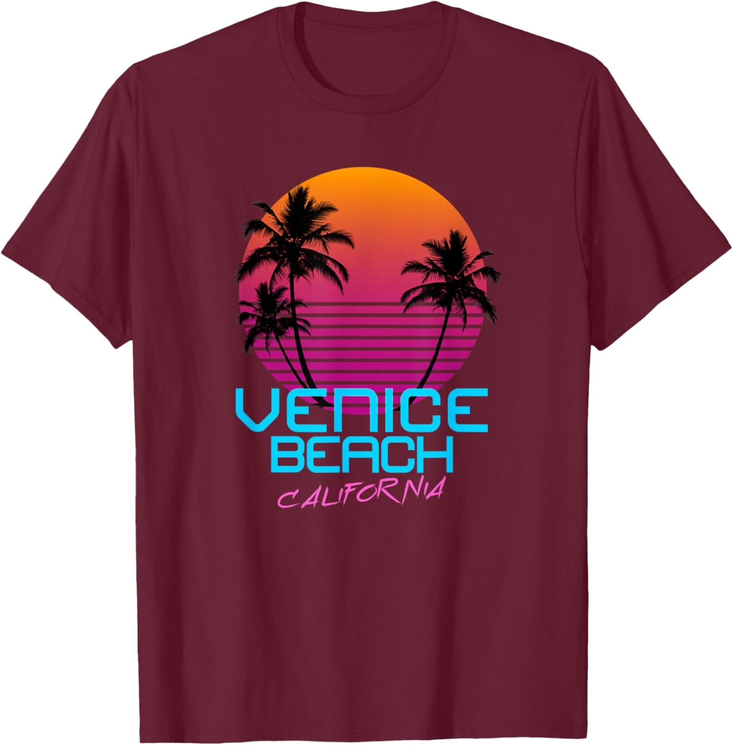 Venice Beach California T-Shirt - T-Shirt | Maroon