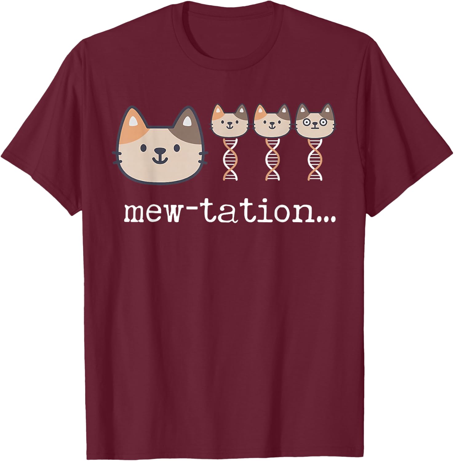 Mew-tation Funny Cat Science DNA Cells Biology Teacher T-Shirt - T-Shirt | Maroon