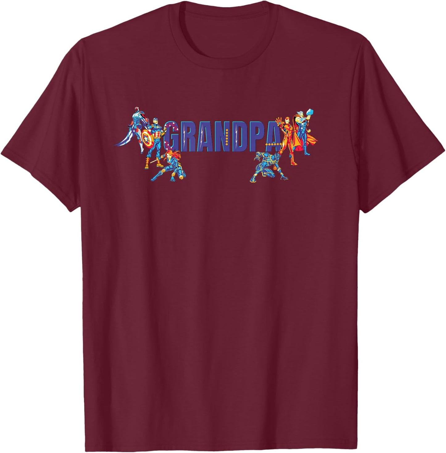 Marvel Super Heroes Avengers Family Vacation Trip Grandpa T-Shirt - T-Shirt | Maroon