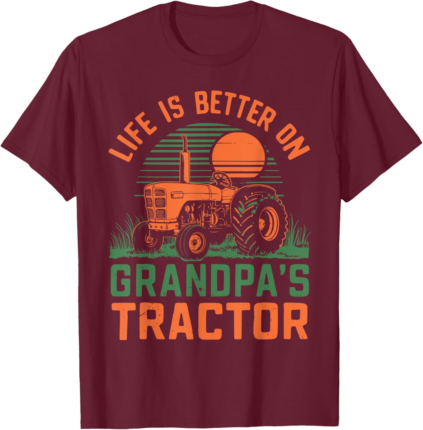 Young Farmer Tractor Boy Life Is Better On Grandpa's Tractor T-Shirt - T-Shirt | Maroon