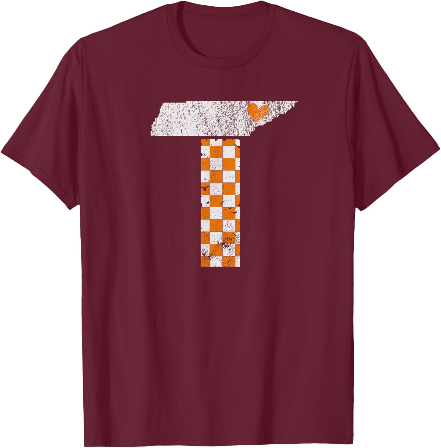 Tennessee Flag Vintage Football Fan Orange And White Gift T-Shirt - T-Shirt | Maroon