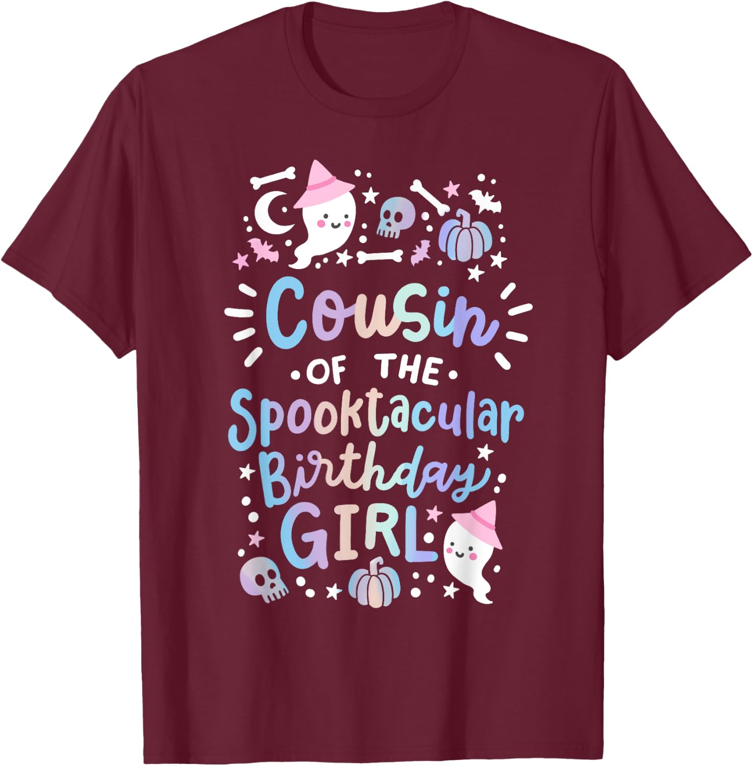 Cousin of the Spooktacular Birthday Girl Halloween Family T-Shirt - T-Shirt | Maroon