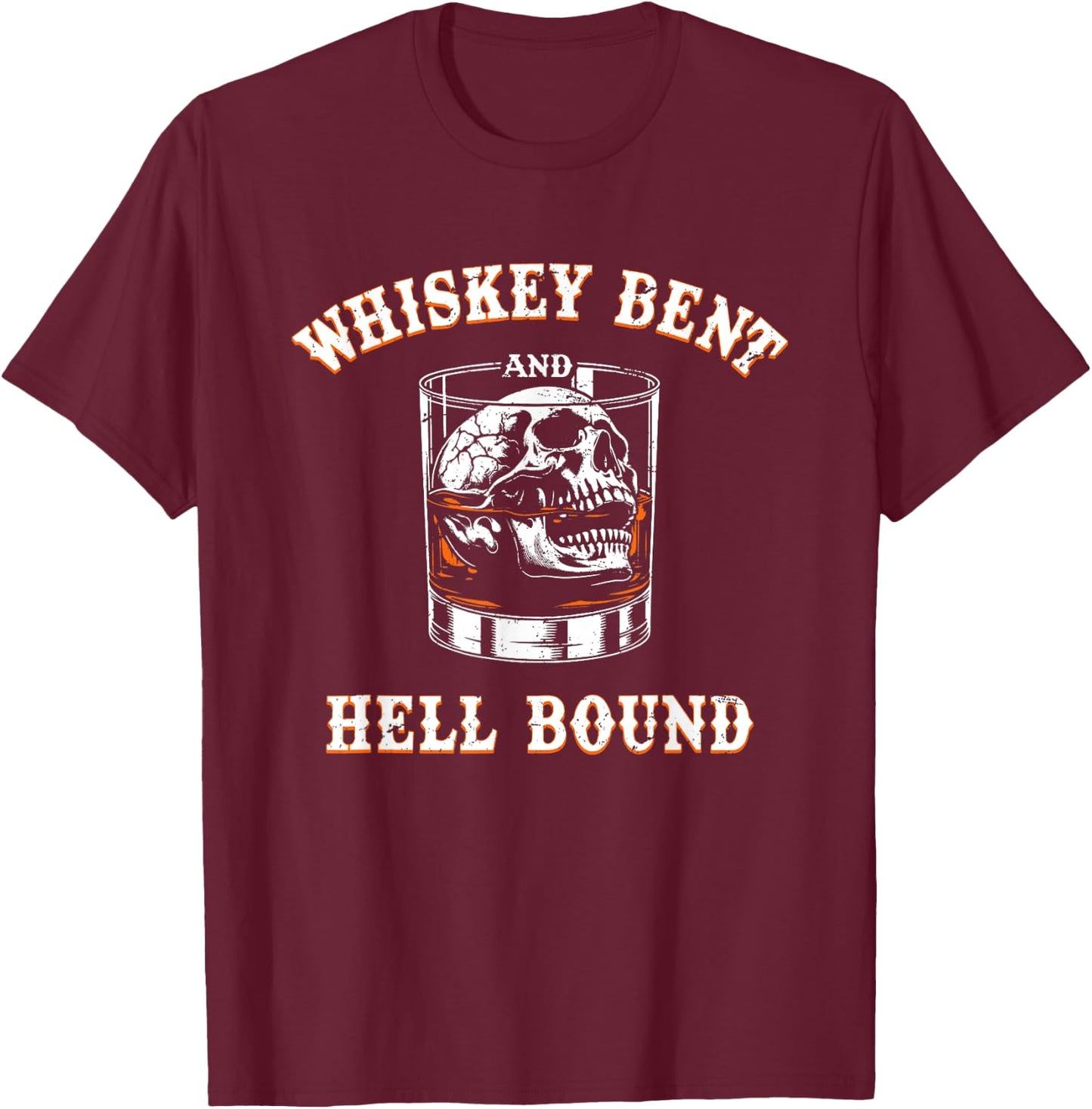 Whiskey Bent & Hell Bound, Western Cowgirl Skeleton T-Shirt - T-Shirt | Maroon