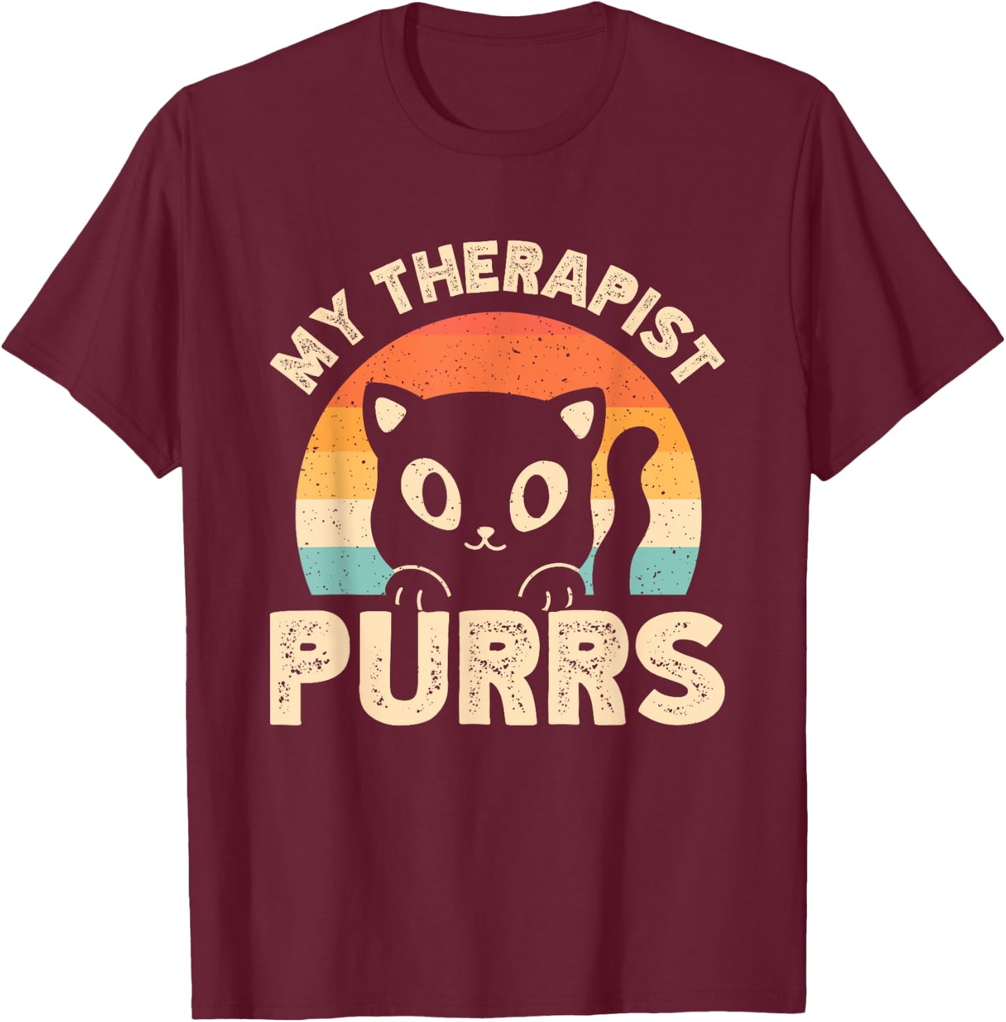 My Therapist Purrs T-Shirt - T-Shirt | Maroon