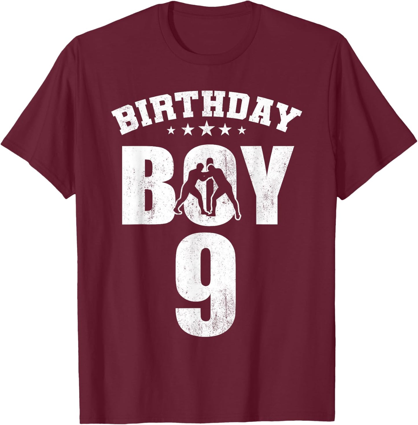 9th Birthday For Boys Wrestling Birthday Boy Wrestling 9 T-Shirt - T-Shirt | Maroon