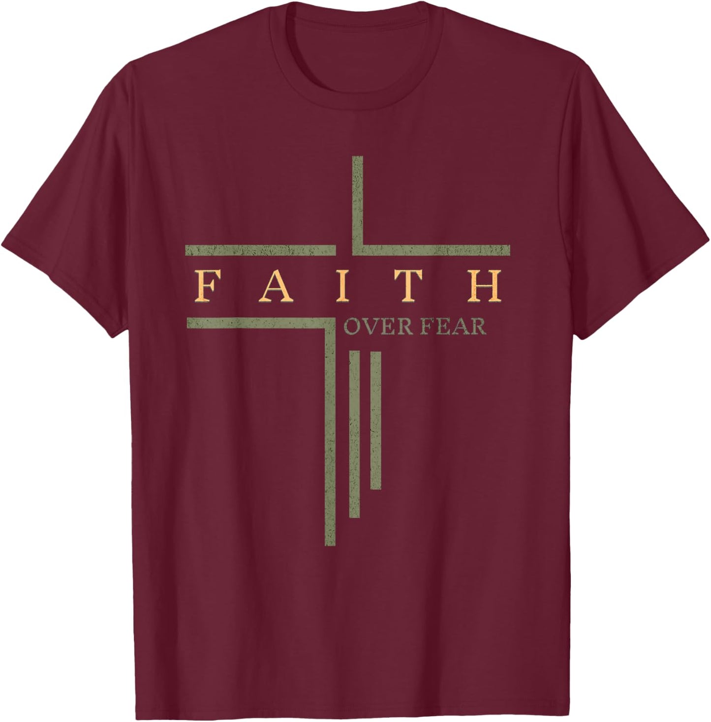 Faith Over Fear Bible Verse Aesthetic Christian T-Shirt - T-Shirt | Maroon
