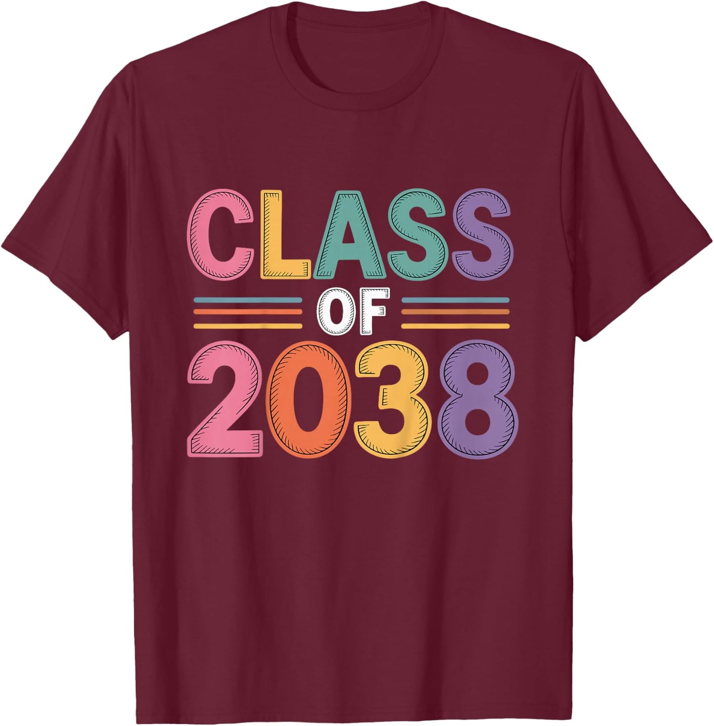 Kids Class of 2038 Kindergarten First Day T-Shirt - T-Shirt | Maroon