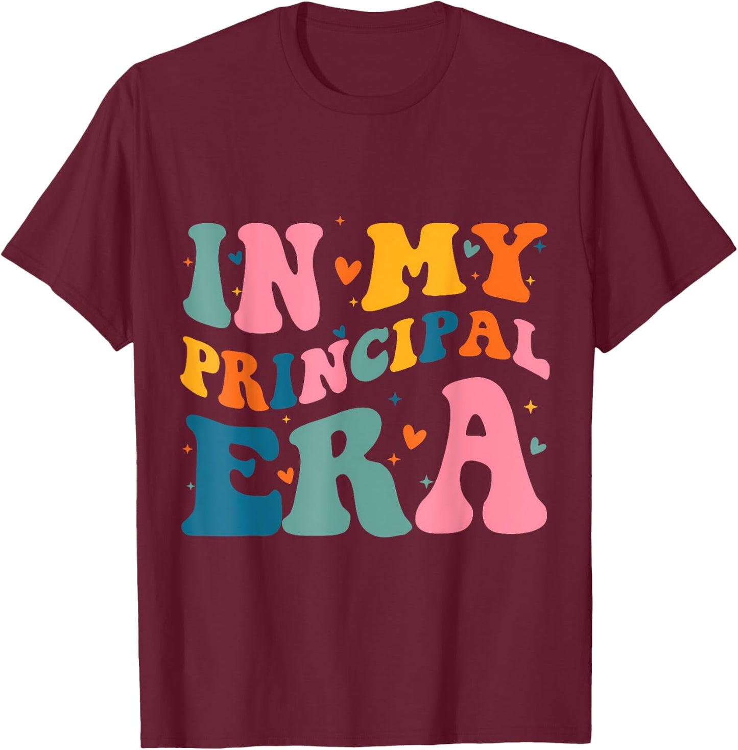 In My Principal Era Groovy School Principal Back To School T-Shirt - T-Shirt | Maroon