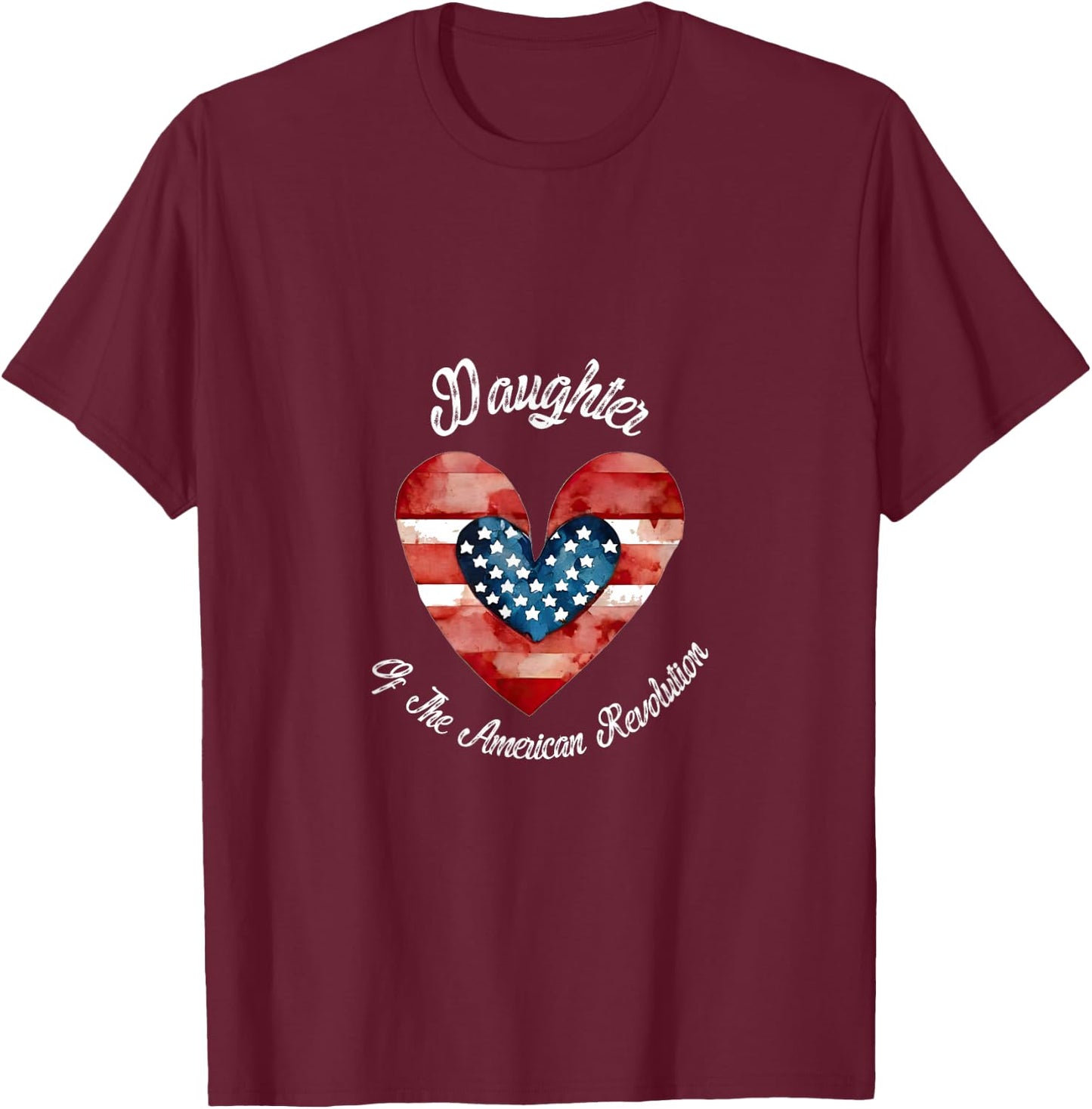 Daughter American Revolution USA heart lineage patriotic T-Shirt - T-Shirt | Maroon