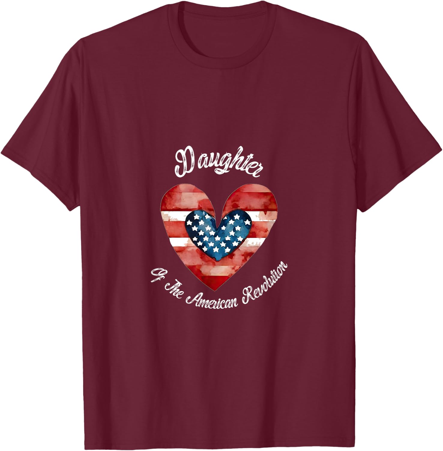 Daughter American Revolution USA heart lineage patriotic T-Shirt - T-Shirt | Maroon