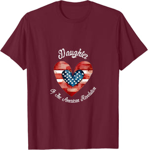 Daughter American Revolution USA heart lineage patriotic T-Shirt - T-Shirt | Maroon