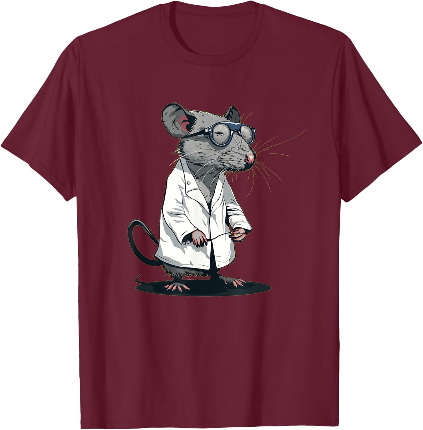 Cool Scientist Rat for Lab and Science Lovers T-Shirt - T-Shirt | Maroon