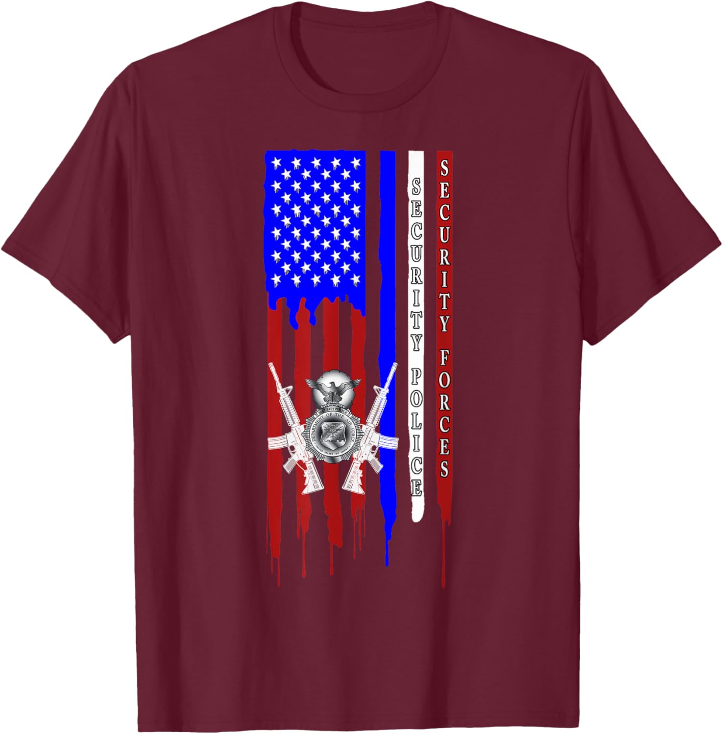 Military Surplus+ Security Forces Security Police T-Shirt - T-Shirt | Maroon