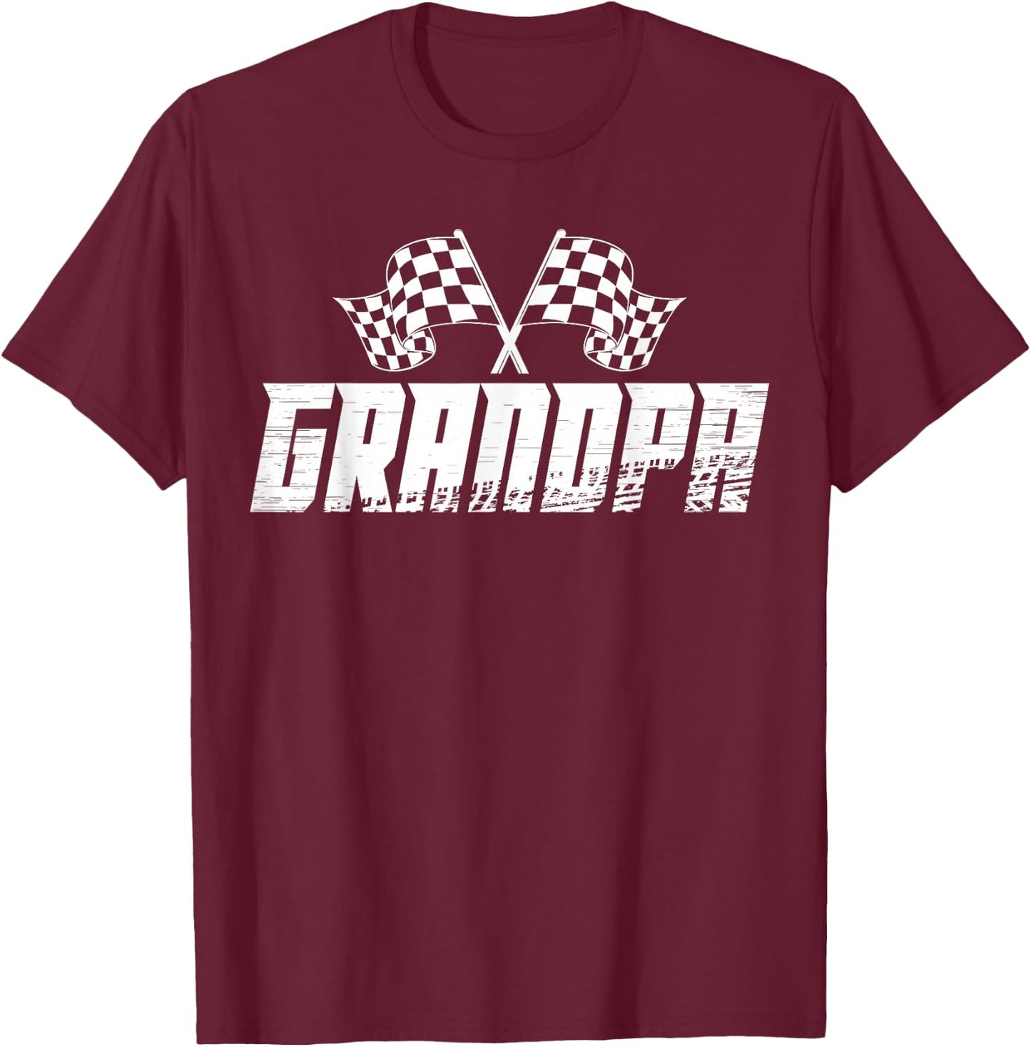 Grandpa Pit Crew Family Racing Birthday Race Car T-Shirt - T-Shirt | Maroon