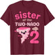 Sister of the Two-nado Tornado Theme 2nd Birthday Party Kids T-Shirt - T-Shirt | Maroon