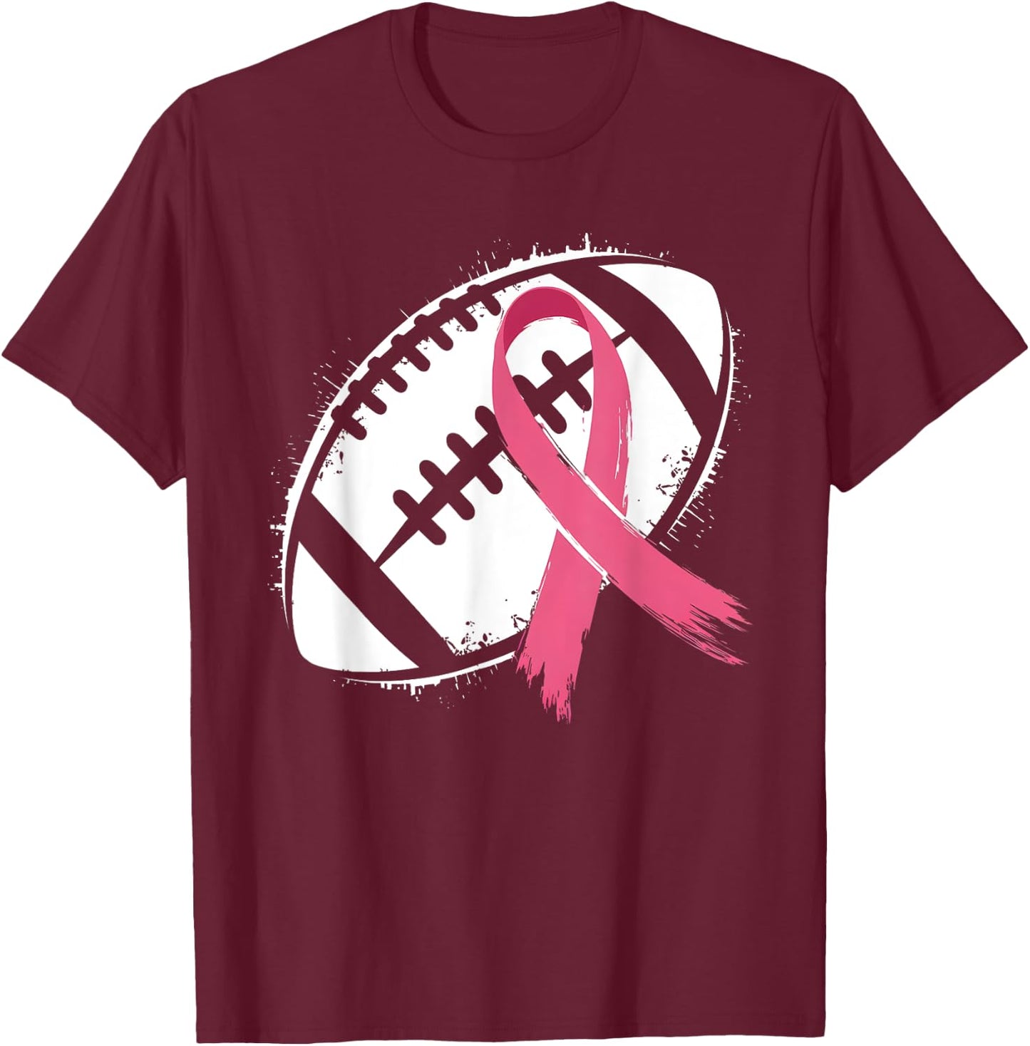 Tackle Cancer Pink Ribbon Football Breast Cancer Awareness T-Shirt - T-Shirt | Maroon