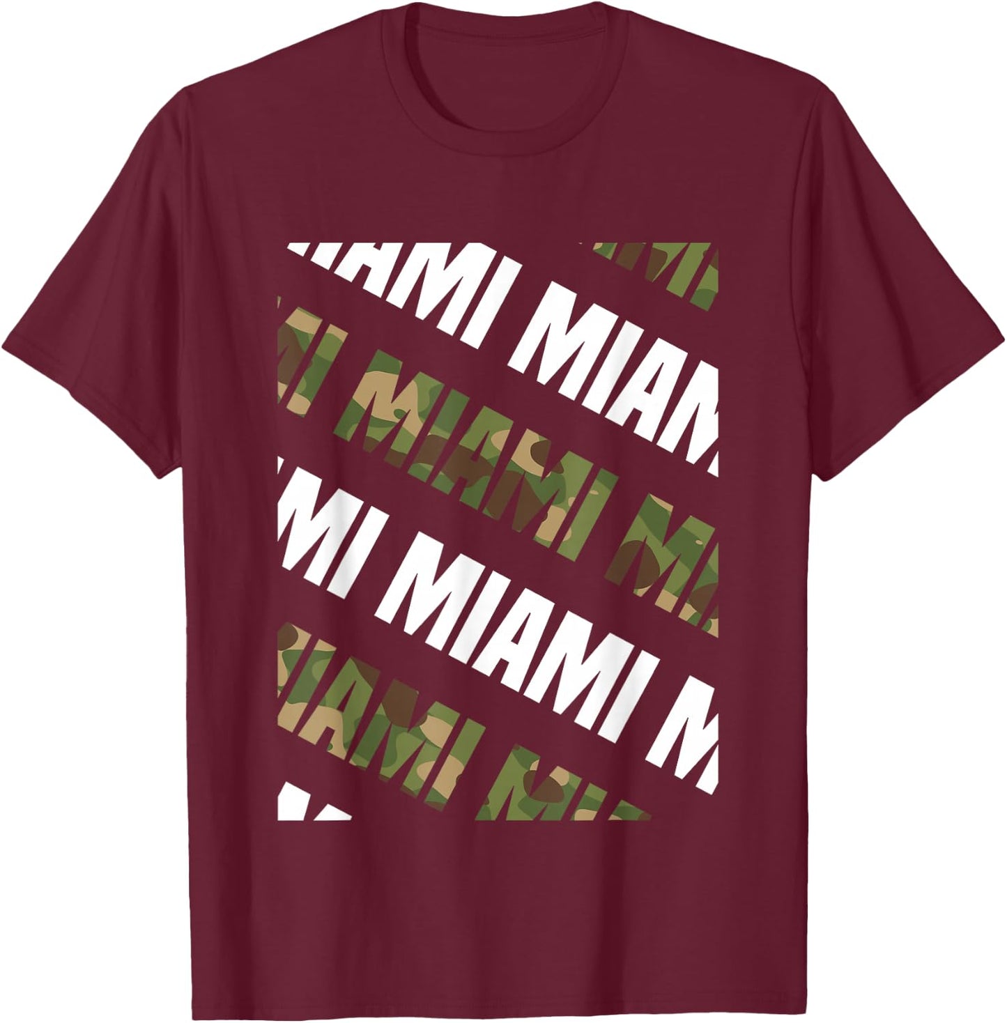 Miami Camo Pattern Green Camouflage T-Shirt - T-Shirt | Maroon