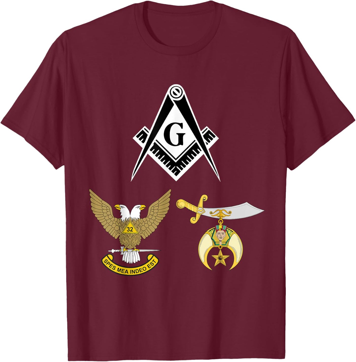 Master Mason 32nd Degree Shrine AASR Noble Masonic WU Black T-Shirt - T-Shirt | Maroon