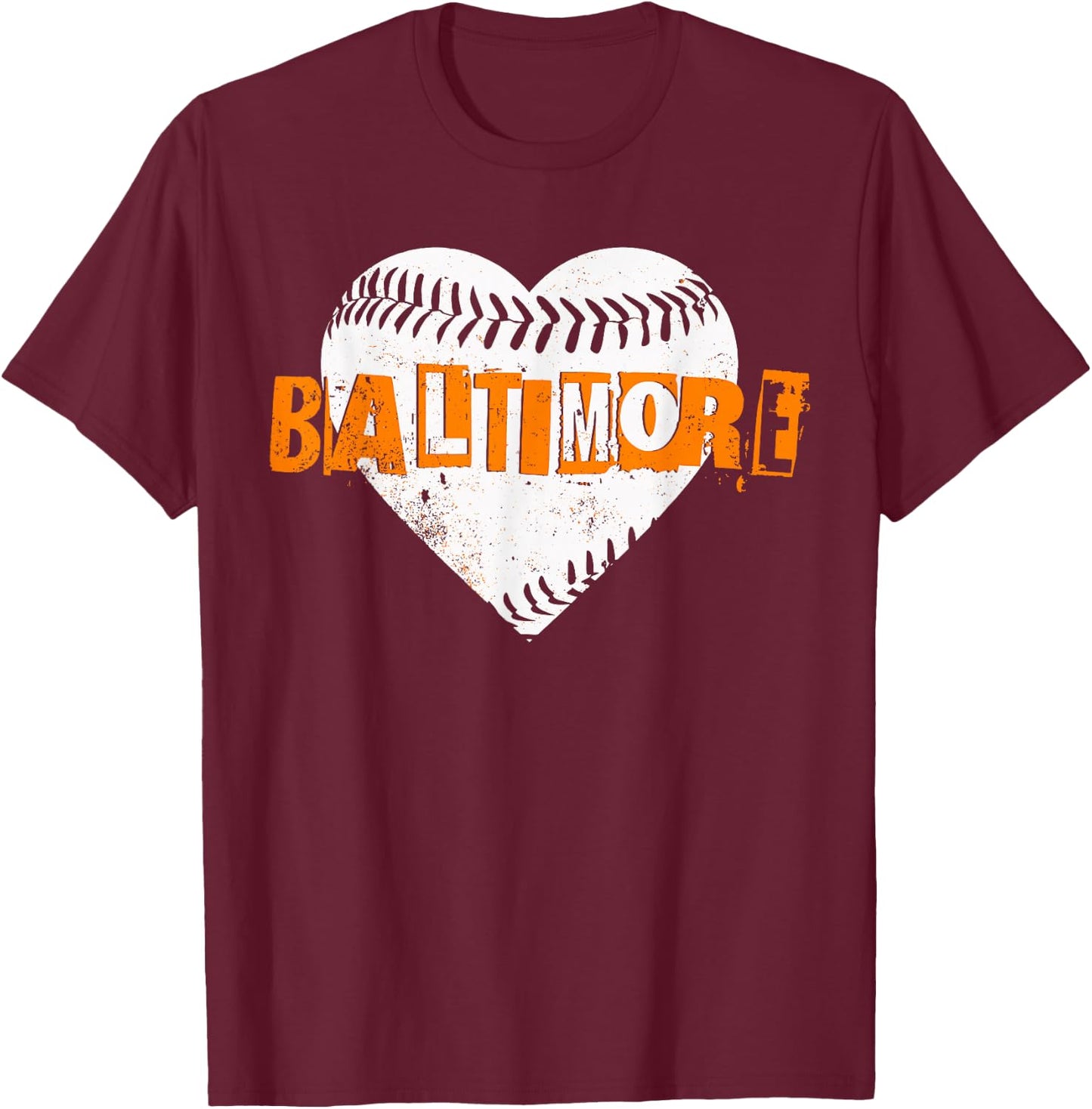 Baltimore Baseball Retro Vintage Design Baseball Lover T-Shirt - T-Shirt | Maroon