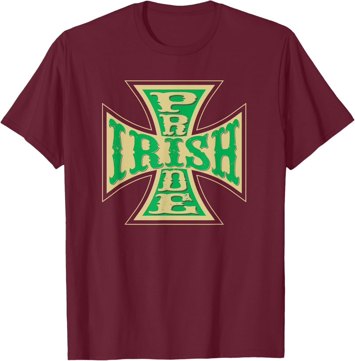 Irish Pride Biker style Irish Pride Cross T-Shirt - T-Shirt | Maroon
