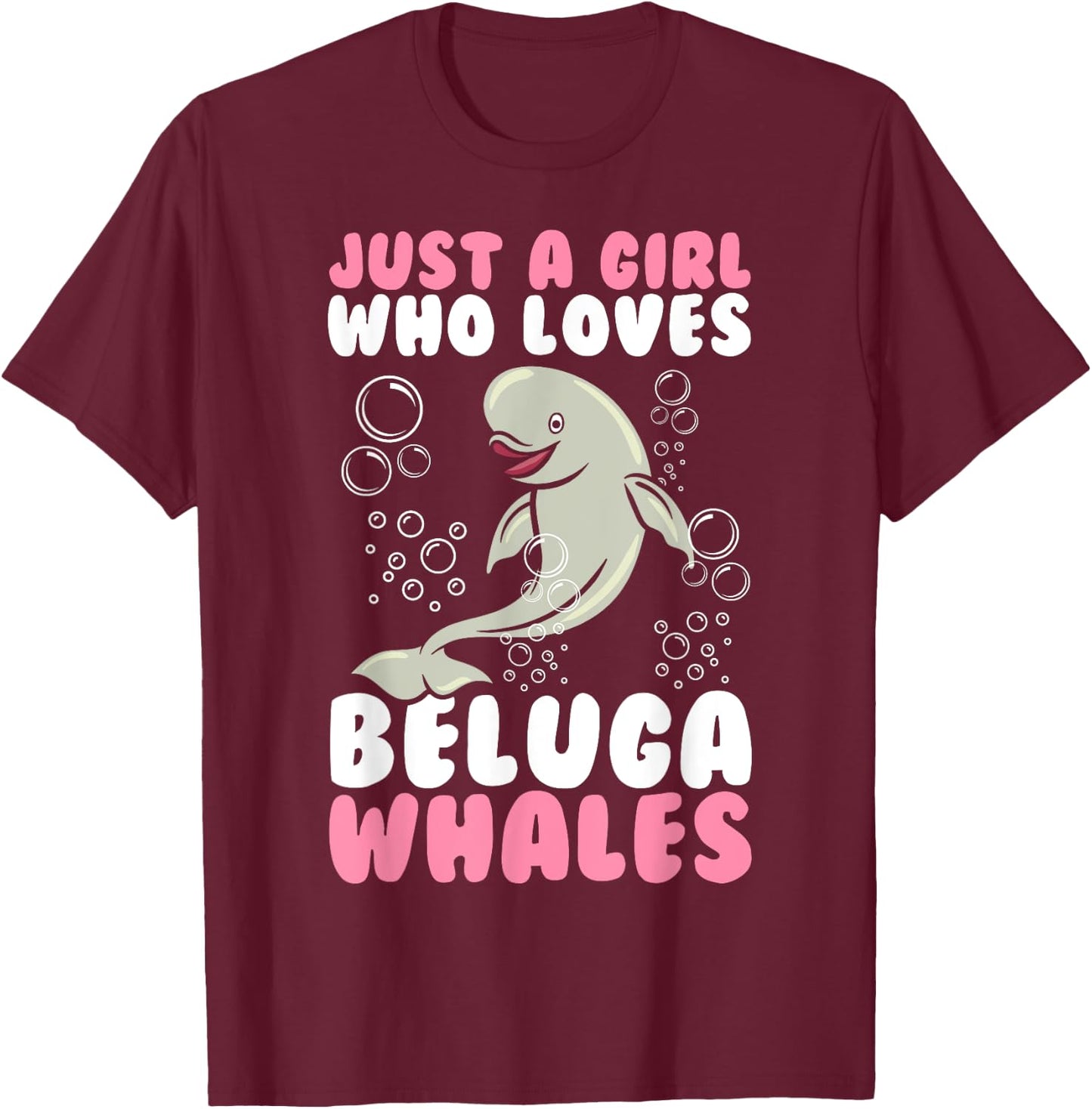 Beluga Whale Art Girls Kids Beluga Whale Lover T-Shirt - T-Shirt | Maroon