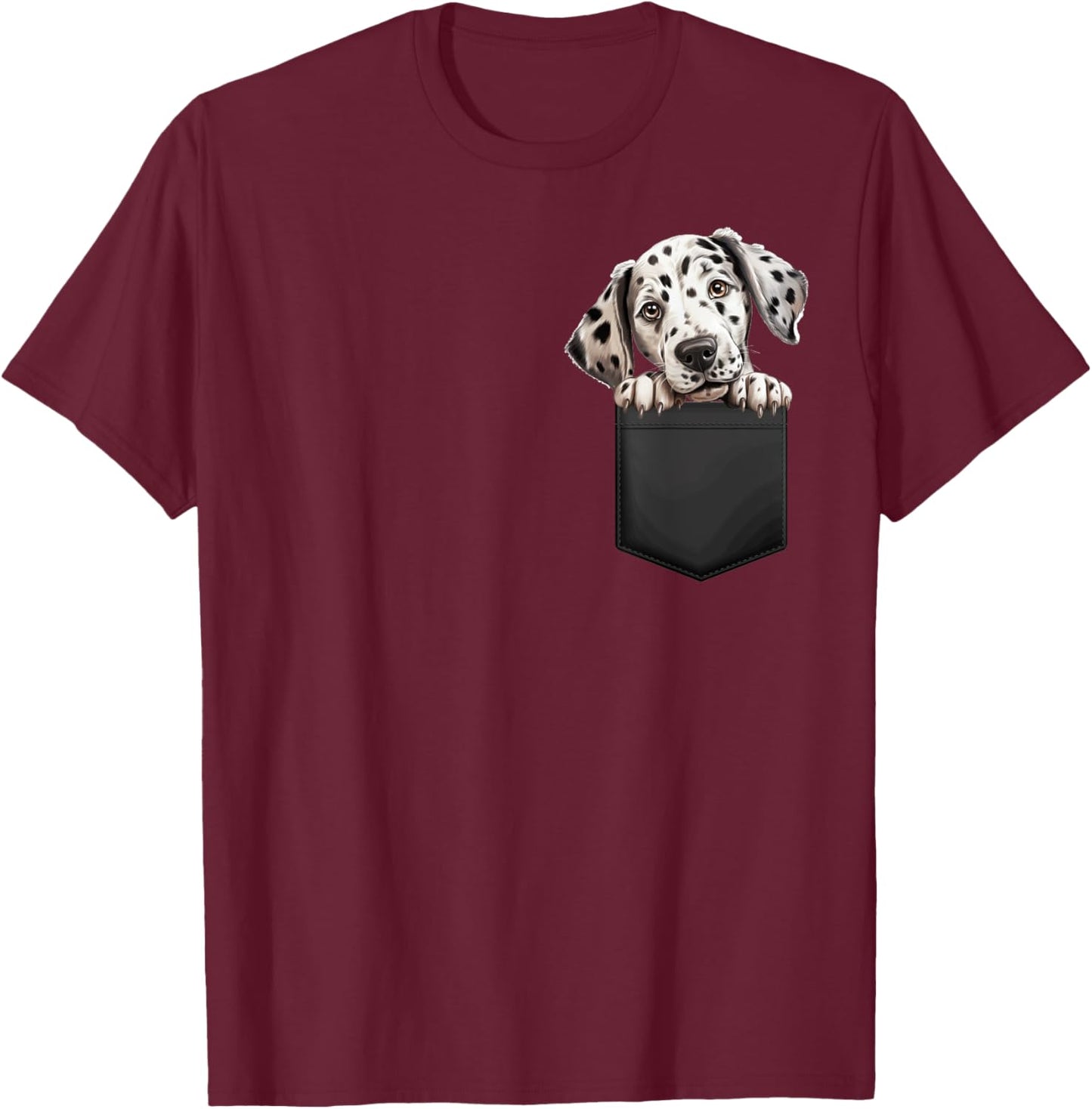 Dalmatian Dog Puppy Dog In Pocket Cute Pet Lover Women T-Shirt - T-Shirt | Maroon