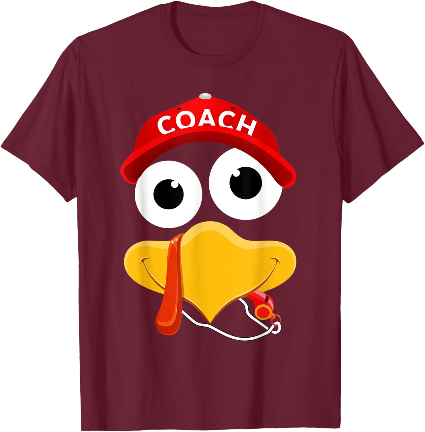 Thanksgiving Turkey Baseball Coach Funny Boys Kids Teen Dads T-Shirt - T-Shirt | Maroon