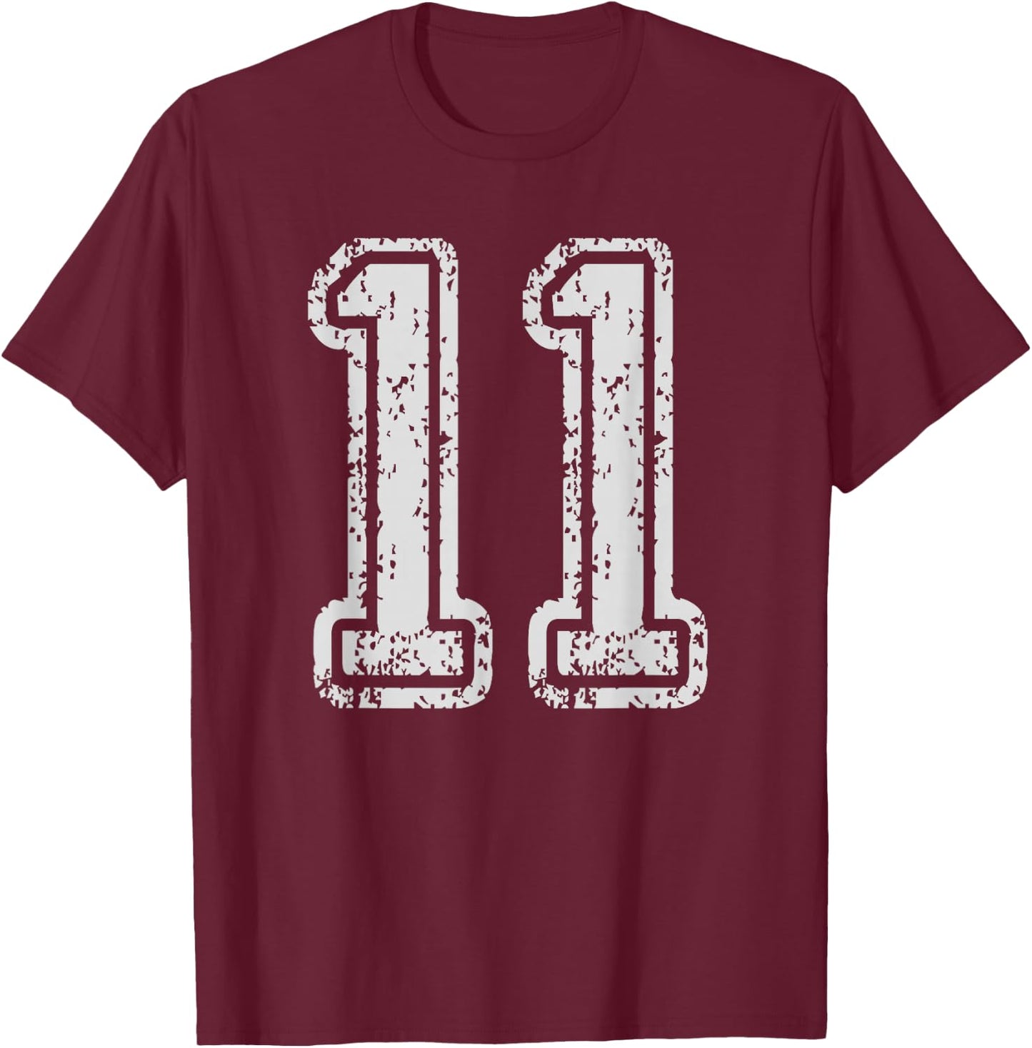 Team Jersey Eleven Uniforms Number 11 School Sports Birthday T-Shirt - T-Shirt | Maroon