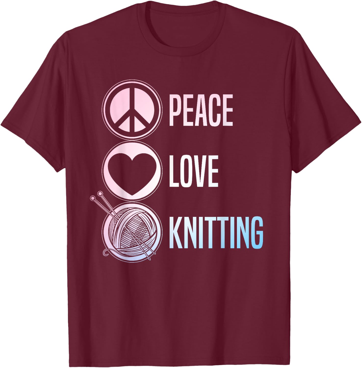 Funny Knitting Art Men Knit Yarn Lover Knitter T-Shirt - T-Shirt | Maroon