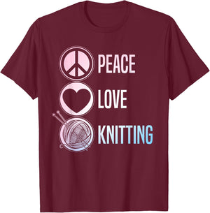 Funny Knitting Art Men Knit Yarn Lover Knitter T-Shirt - T-Shirt | Maroon