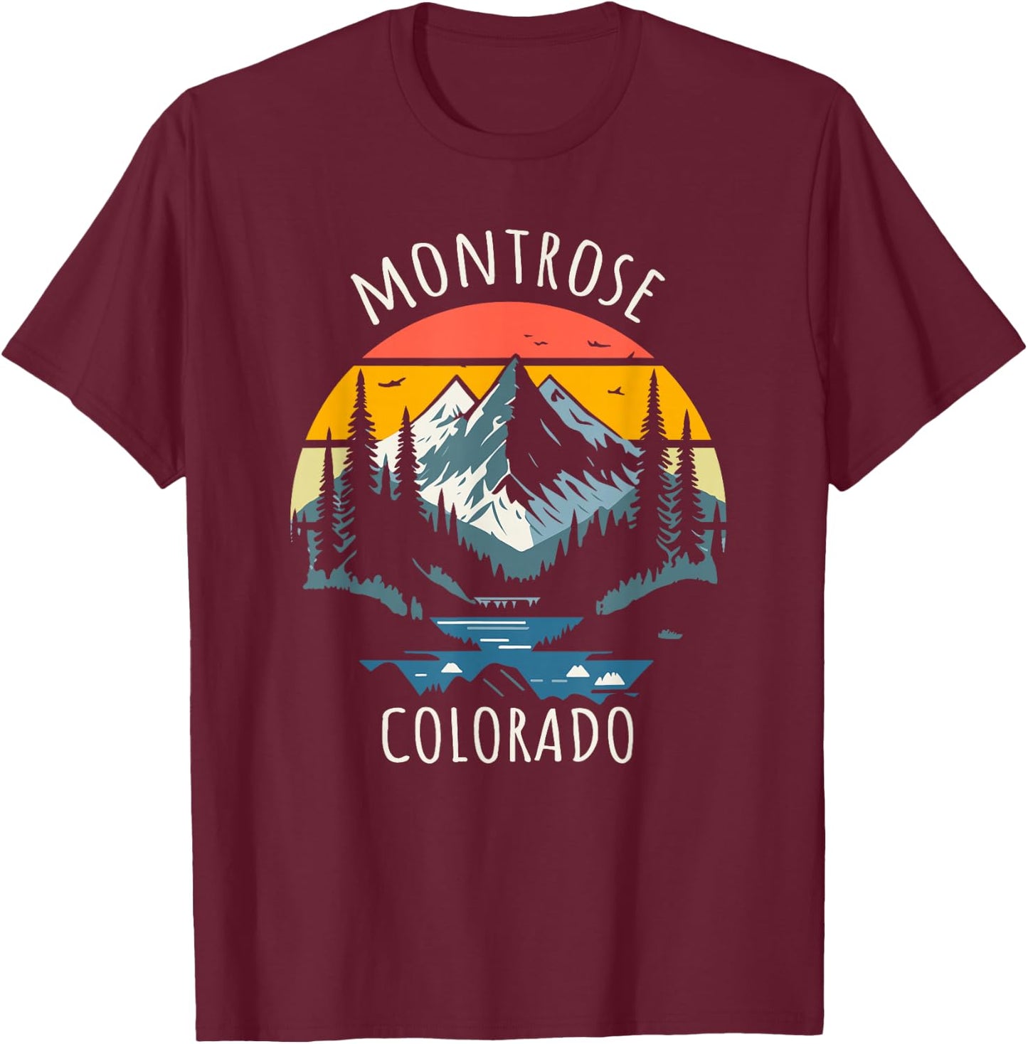 Montrose Colorado USA Retro Style Mountain Design T-Shirt - T-Shirt | Maroon