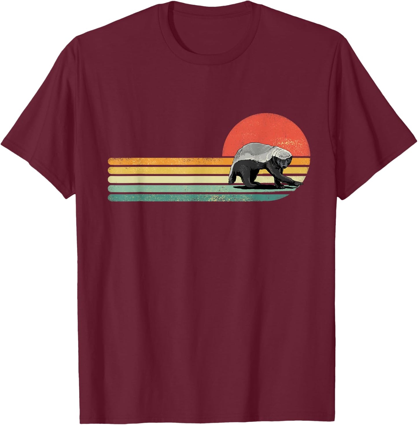 Honey Badger Shirt Retro Style Wild Animal Lover Zookeeper T-Shirt - T-Shirt | Maroon