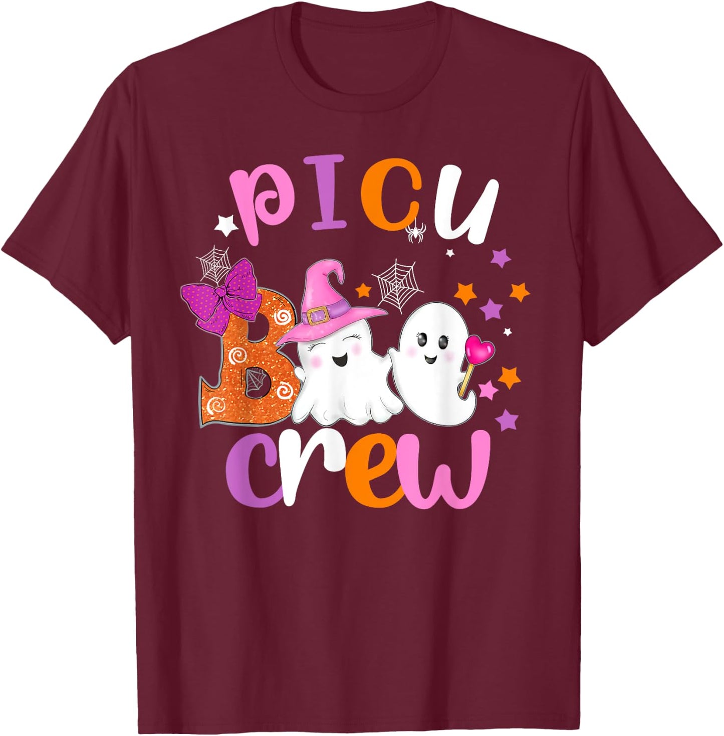 PICU Boo Crew Halloween matching shirts for PICU nurses T-Shirt - T-Shirt | Maroon