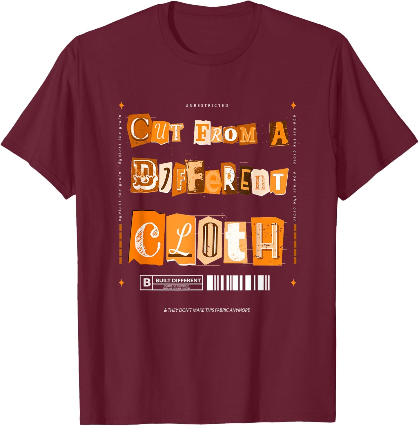 Orange Cut From A Different Cloth Orange Graphic T-Shirt - T-Shirt | Maroon