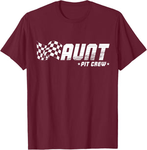 Aunt Pit Crew Race Car Birthday Family Racing T-Shirt - T-Shirt | Maroon