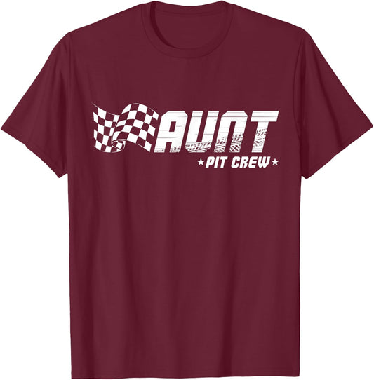 Aunt Pit Crew Race Car Birthday Family Racing T-Shirt - T-Shirt | Maroon
