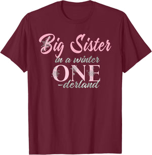 Big Sister Of The Birthday for Girl Winter Onederland 1st T-Shirt - T-Shirt | Maroon