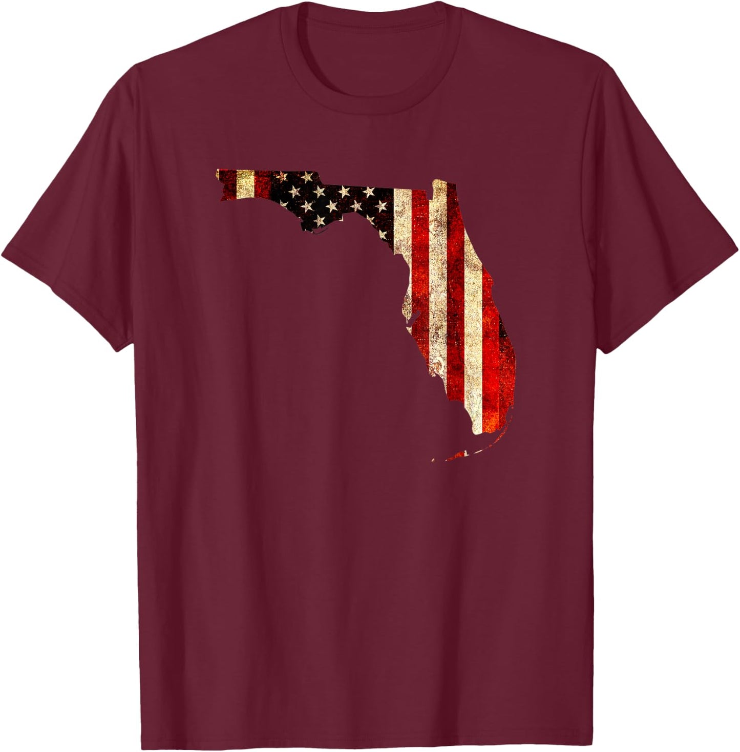 Florida American Flag / Stars and Stripes Shirt T-Shirt - T-Shirt | Maroon