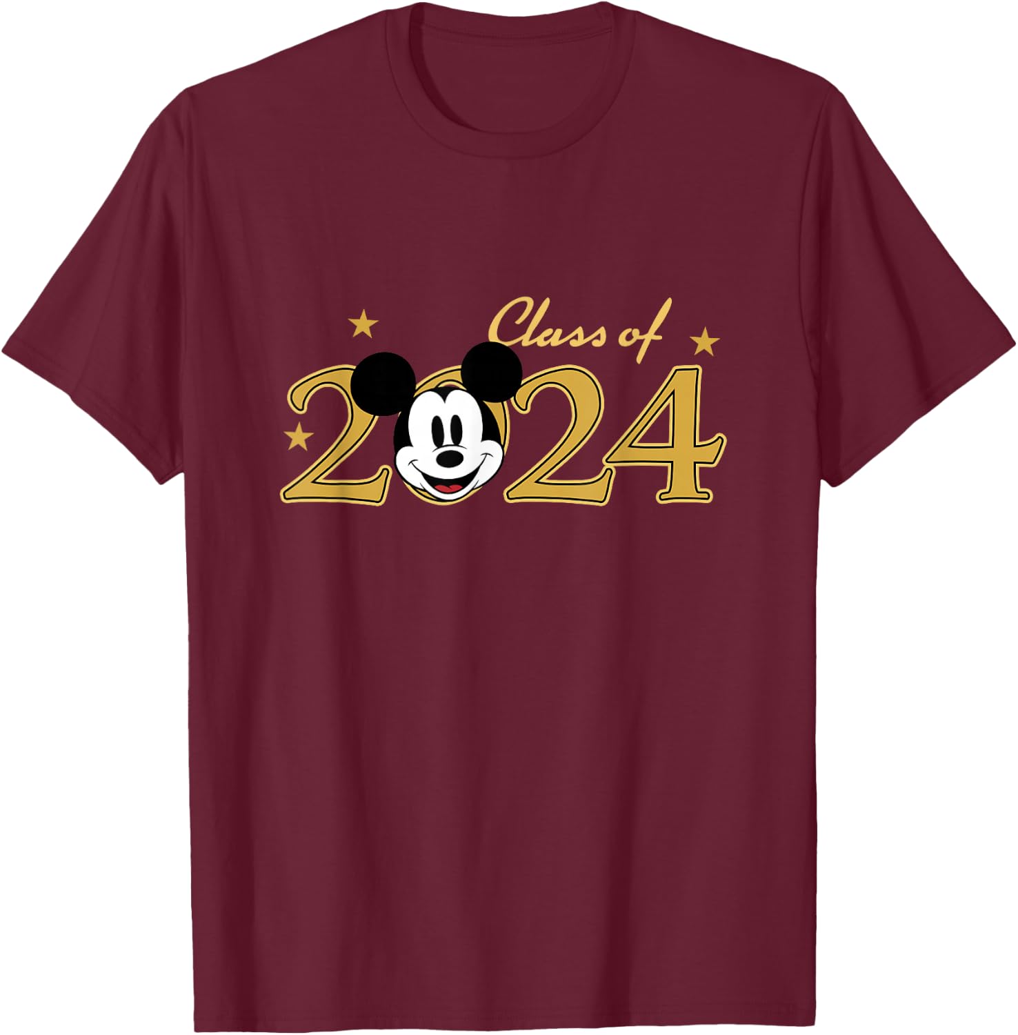 Disney Mickey And Friends Class Of 2024 Vintage Logo T-Shirt - T-Shirt | Maroon
