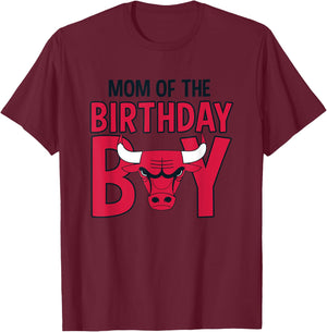 NBA Chicago Bulls Mom Of The Birthday Boy T-Shirt - T-Shirt | Maroon