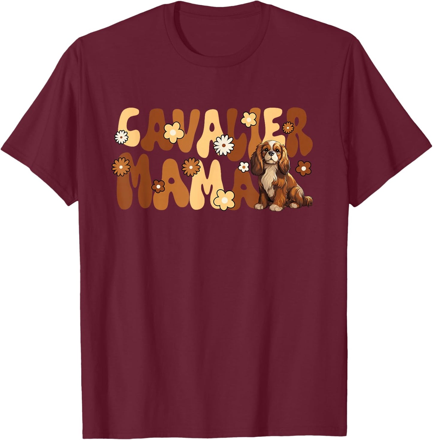Cavalier King Charles Spaniel Groovy World's Best Cavalier T-Shirt - T-Shirt | Maroon