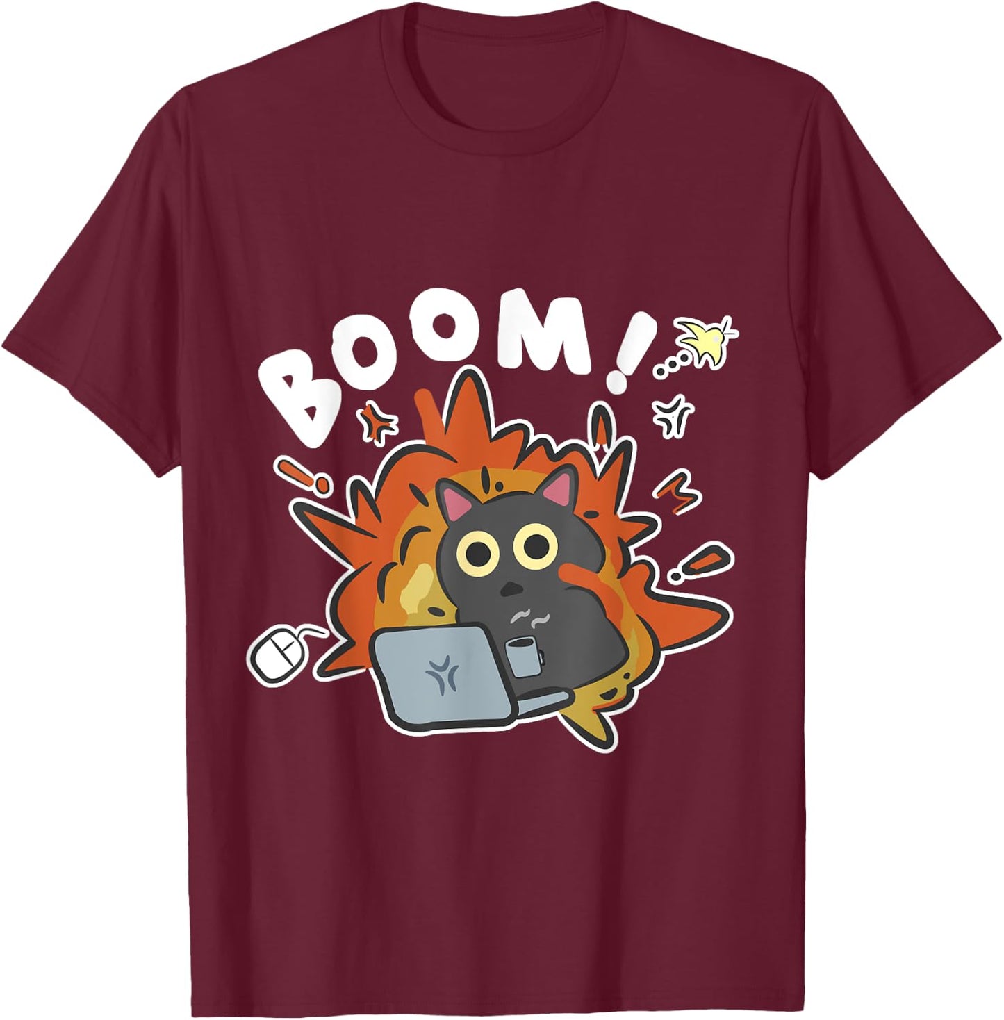 Nerd Geek Men's Women's Cat Cat Summer Fashion Anime Animals T-Shirt - T-Shirt | Maroon