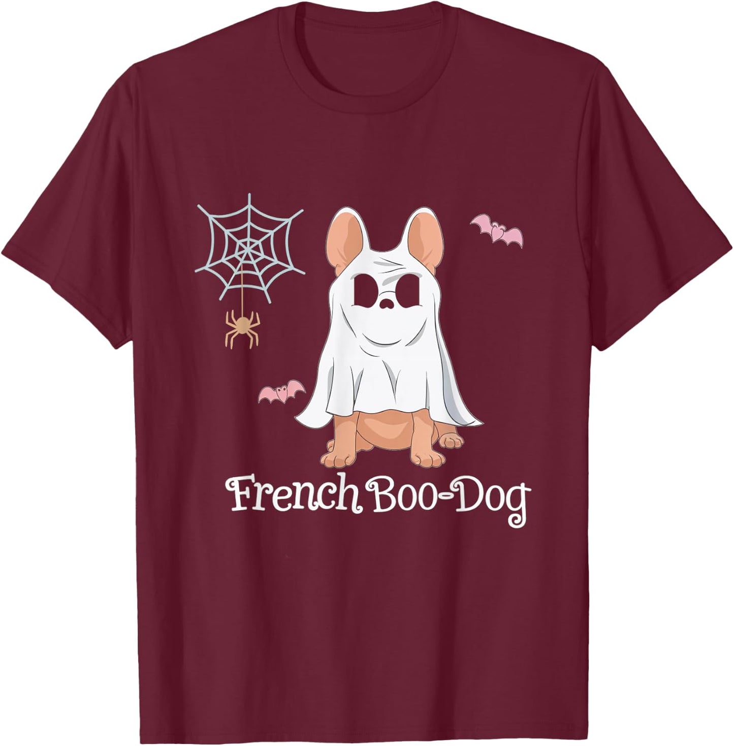 French Boo-Dog Halloween Dog Costume French Bulldog Men Women T-Shirt - T-Shirt | Maroon