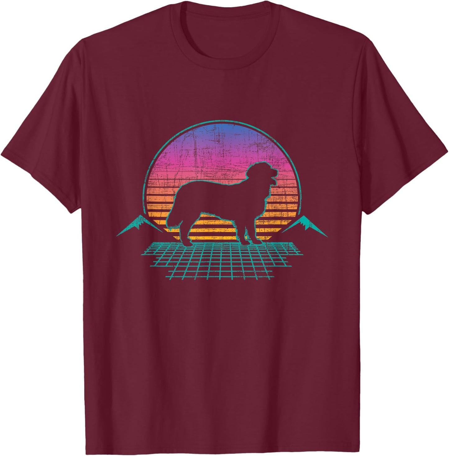 Retro Vaporwave Golden Retriever - Puppy Trainer Dog Lover T-Shirt - T-Shirt | Maroon
