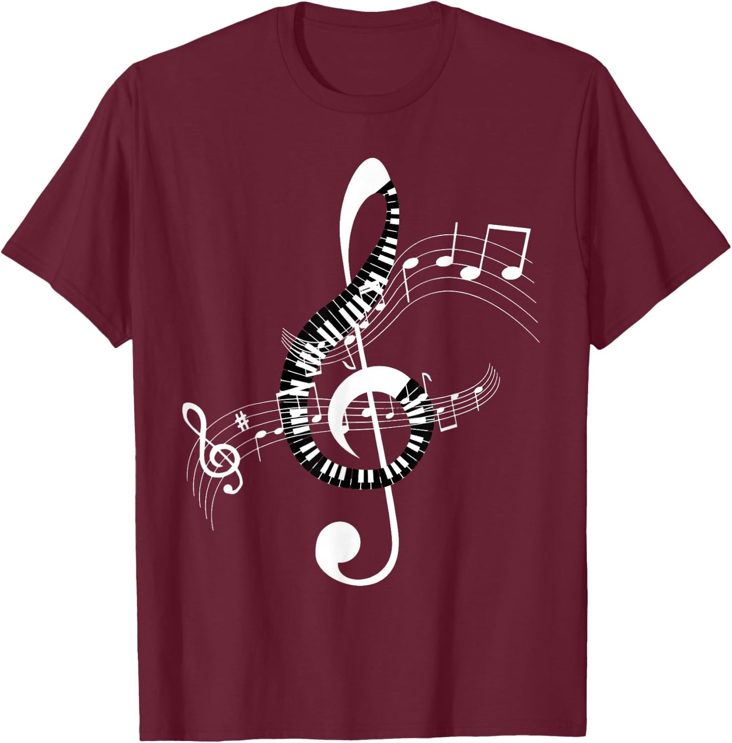 Musical Sheet Music Musicians Clef Sheet Music T-Shirt - T-Shirt | Maroon
