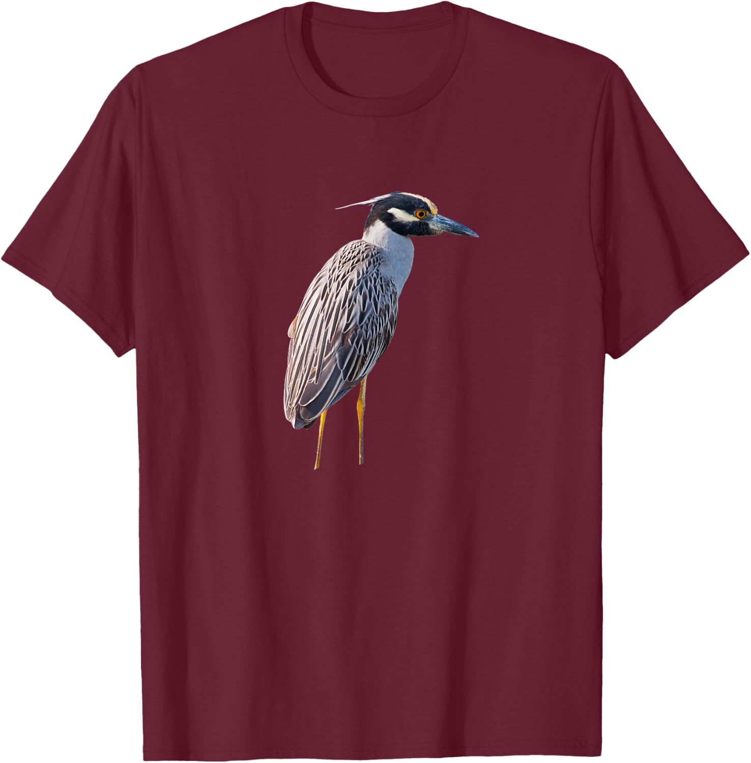 Yellow Crowned Night-Heron Ibis Stork Egret Heron T-Shirt - T-Shirt | Maroon