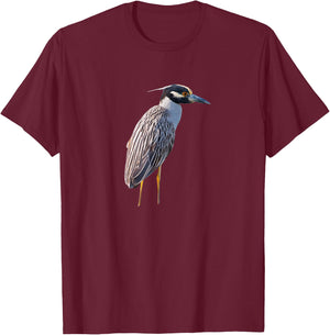 Yellow Crowned Night-Heron Ibis Stork Egret Heron T-Shirt - T-Shirt | Maroon